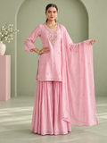 Gulaab Blush Pink Embroidered Sharara Set with Dupatta