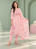 Gulbahar Baby Pink Floral Embroidered Kurta Set with Dupatta